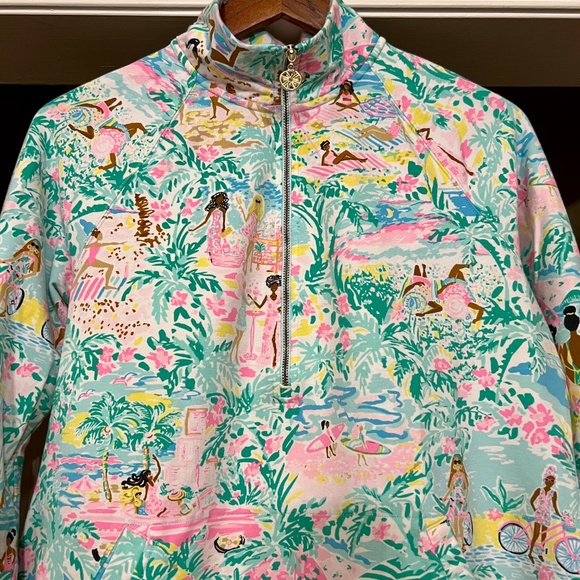 EUC Lilly Pulitzer Skipper Popover Top Let's Get Together UPF 50+ Size MEDIUM - Picture 2 of 2
